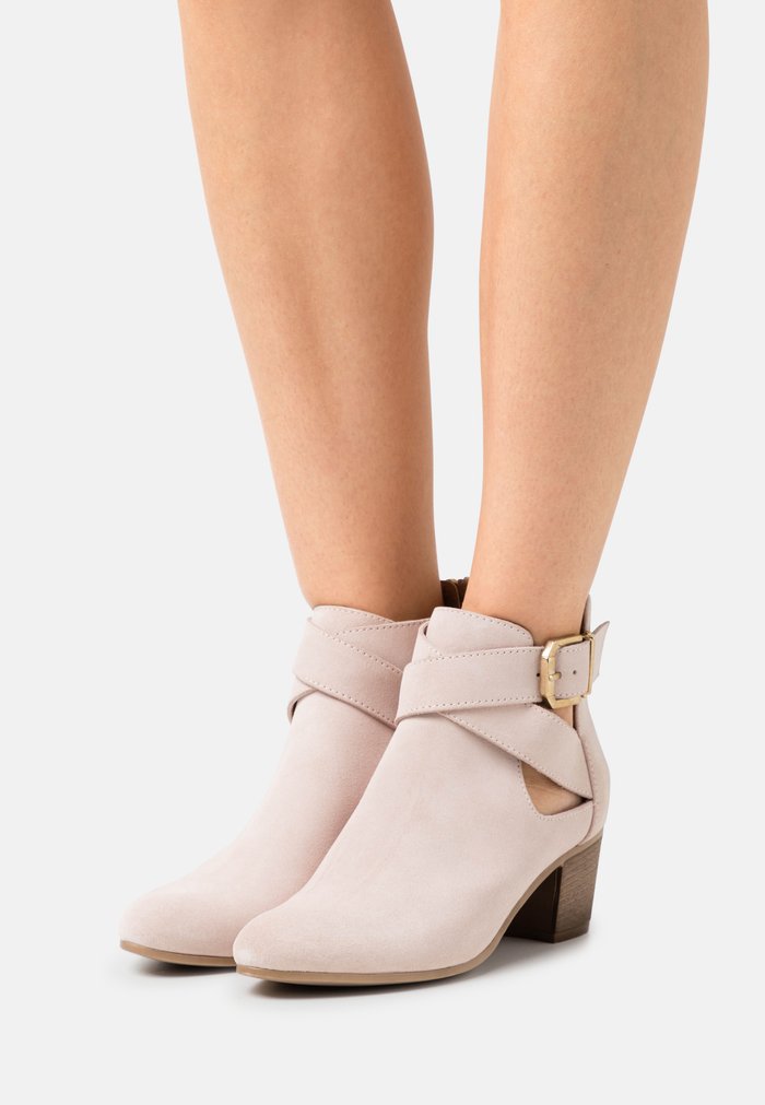 Bottines Anna Field LEATHER Block heel Zip UP Beige Femme | TJW-1958437